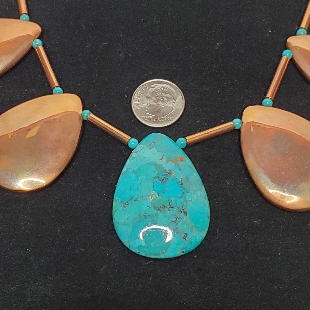 Turquoise and Copper Necklace - Picture 8 of 12